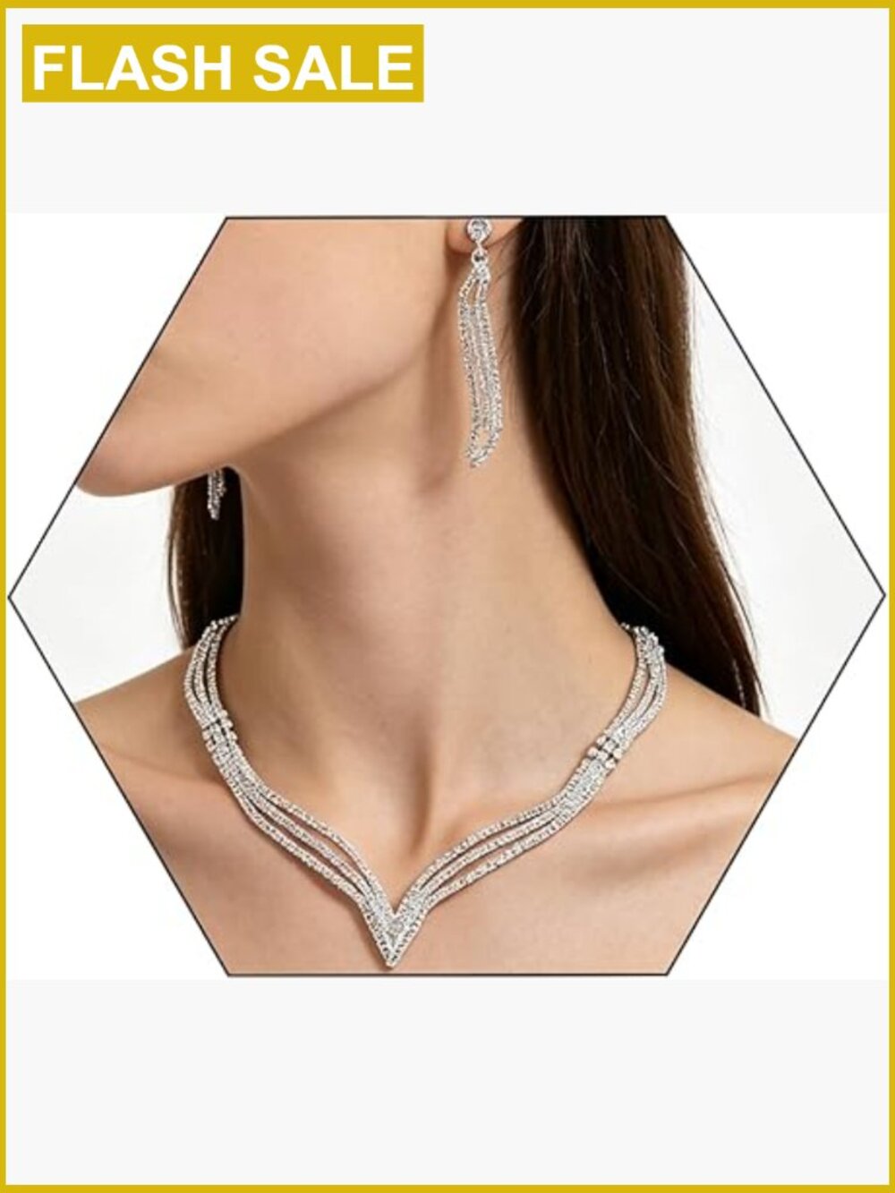 Rhinestone Choker Necklace and Earring Set for Women Prom Bridal Jewelry